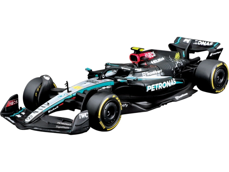 Bburago Mercedes gp Set F1 2x W15 Team Mercedes-amg Petronas Formula One N 44 Season 2024 Lewis Hamilton + N 63 George Russell 1:43 Černá Stříbrná Zelená