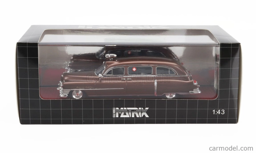 Modely v mierke Matrix Cadillac Superior Ambulance 1951 1:43 Brown Met