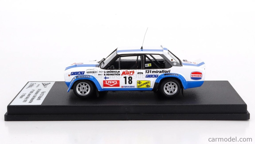 Trofeu Fiat 131 Abarth (night Version) N 18 4th Rally 1000 Lakes 1979 Ulf Gronholm - Bob Rehnstrom 1:43 Bílá Modrá