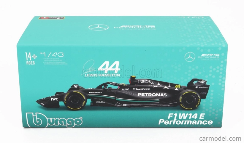 Bburago Mercedes gp F1 W14 Team Mercedes-amg Petronas F1 N 44 1:43, černá