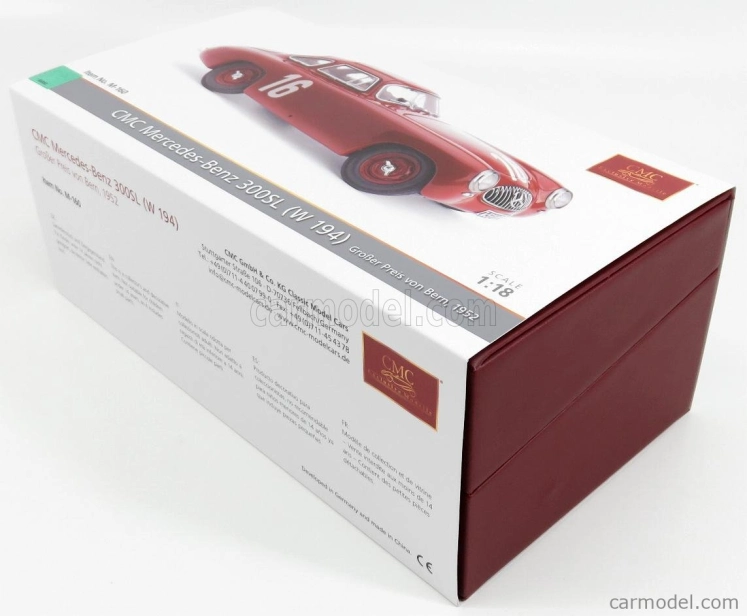Cmc Mercedes benz 300sl (w154) Team Daimler-benz Ag N 16 Bern Gp 1952 R.caracciola 1:18 Red