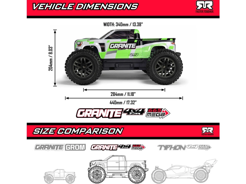RC auto Arrma Granite Mega 665 1:10 4WD RTR, modrá
