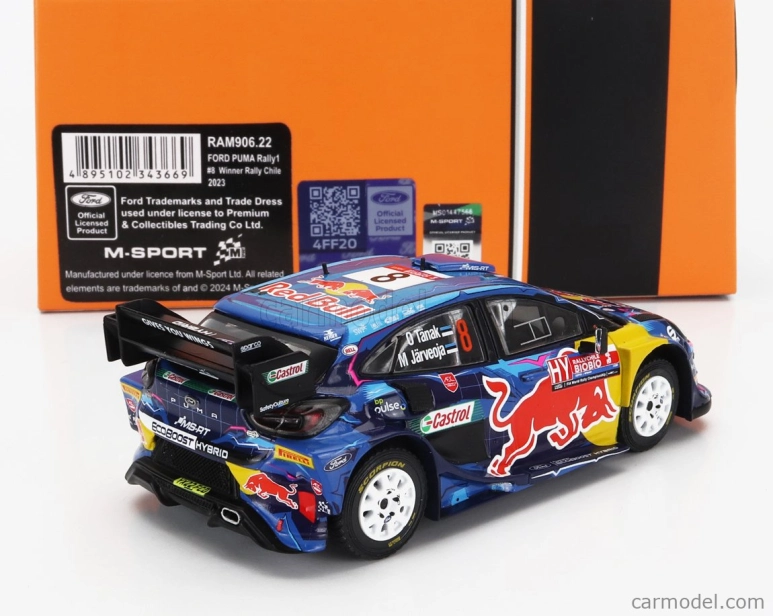 Ixo-models Ford england Puma Rally1 Red Bull Team M-sport Ford Wrt N 8 Winner Rally Chile 2023 Ott Tanak - Martin Jarveoja 1:43 Modrá Černá