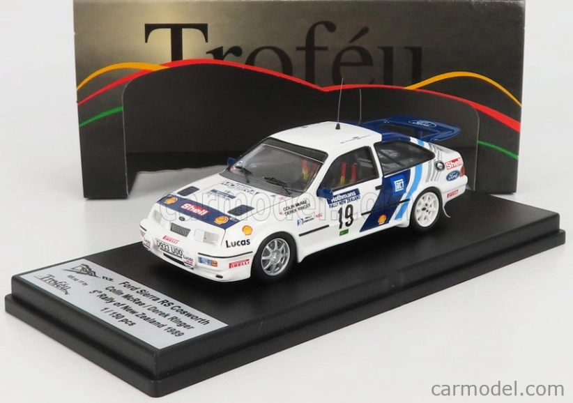 Trofeu Ford england Sierra Rs Cosworth N 19 Rally Nový Zéland 1989 C.mcrae - D.ringer 1:43 Biela Modrá