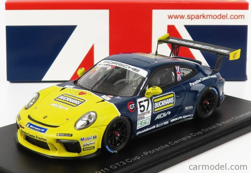 Spark-model Porsche 911 991 Gt3 Cup N 25 Porsche Carrera Cup England Champion 2021 Dan Cammish 1:43 Black Yellow