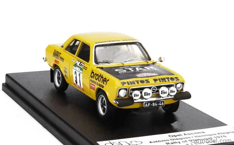 Trofeu Opel Ascona (nočná verzia) N 31 Rally Portugal 1976 Antonio Diegues - Henrique Alegria 1:43 Žltá čierna