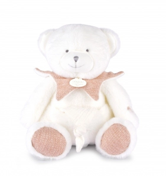 Doudou Darčeková sada Plyšový medvedík s dečkou 30 cm ružový – poškodený obal