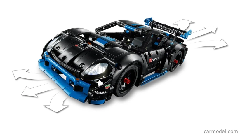 Lego Porsche Lego Technic - 718 Cayman Gt4 E-performance N 0 Racing 2022 1:12 Matná čierna svetlo modrá