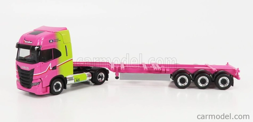 Herpa Iveco fiat S-way Truck Lng Hannibal Transports 2020 1:87, růžová
