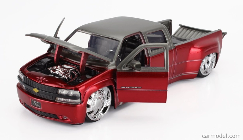 Jada Chevrolet Silverado Pick-up Dually 1999 1:24 Červená Stříbrná