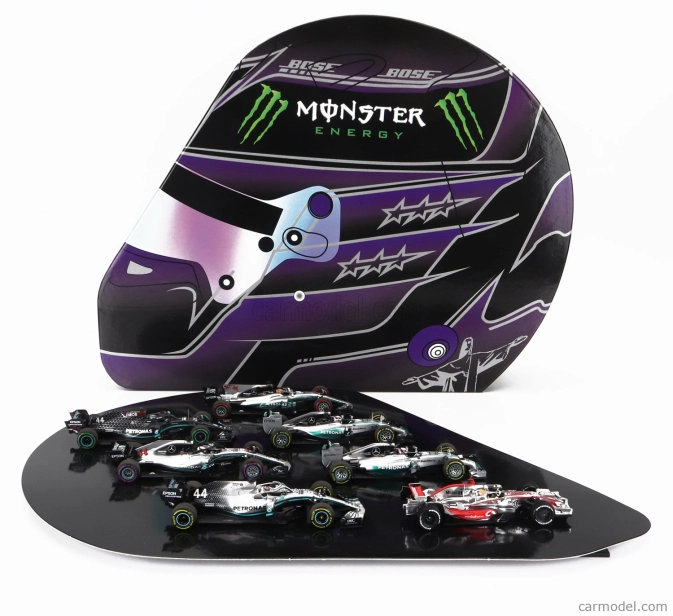 Minichamps Mercedes gp F1  Set 7x Lewis Hamilton World Champion - Mclaren Mp4/23 N 22 2008 - W05 Amg Petronas N 44 2014 - W06 Amg Petronas N 44 2015 - W08 N 44 2017 - W09 N 44 2018 - W10 N 44 2019 - W11 N 44 2020 1:43 Stříbrná Černá