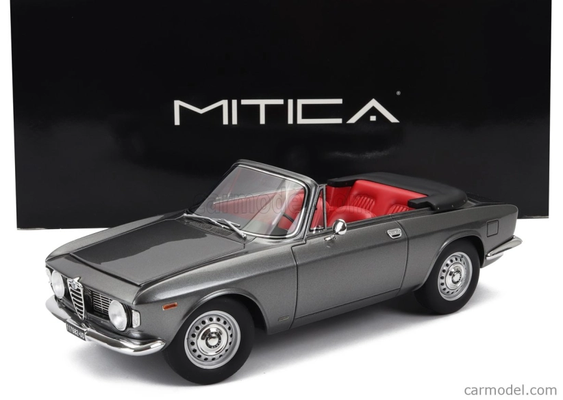 Mitica Alfa romeo Giulia 1600 Gtc Cabriolet otvorený 1964 - interiér červená 1:18 Grigio Met - sivá