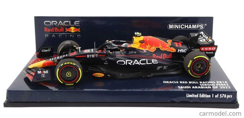 Minichamps Red bull F1 Rb18 Team Oracle Red Bull Racing N 11 Bahrain Gp 2022 Sergio Perez 1:43 Matná modrá žltá červená