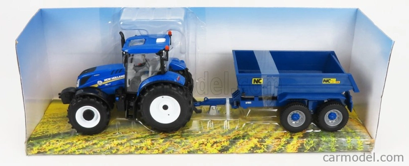 Britský traktor New holland T6.175 s prívesom Nc 2020 1:32 modrý