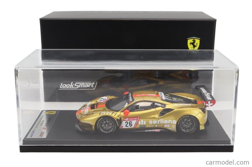 Looksmart Ferrari 488 Gt3 Evo 3.9l Turbo V8 Team Octane126 Serliana N 26 Pole Position 24h Nurburgring 2022 Bjorn Grossmann - Jonathan Hirschi - Luca Ludwig - Simon Trummer 1:43 Gold Met