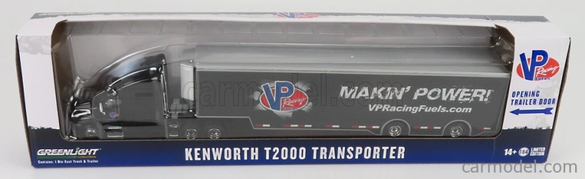 Greenlight Kenworth T2000 Truck Vp Racing Fuels Car Transporter 2018 1:64 Black