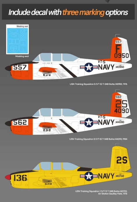 Model Kit lietadlo 12361 - USN T-34B Mentor "VT-5 Training Air Wing" (1:48)