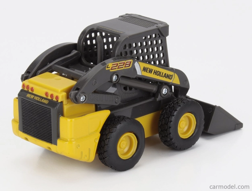 Newray Iveco fiat Daily Roll-off Pianale 2023 With New Holland L228 Ruspa Gommata - Skid Steer Scraper Tractor 1:36 Žlutá Černá