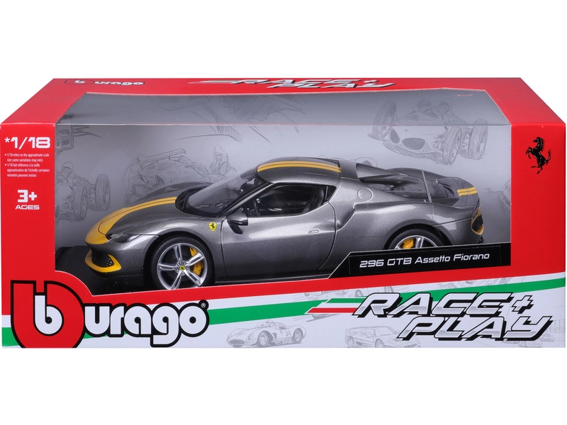 Bburago Ferrari 296 Gtb Assetto Fiorano 2022 1:18 Šedá Žlutá