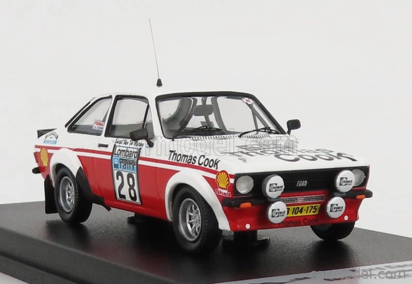 Trofeu Ford england Escort Mkii N 28 Rally Rac Lombard 1980 S.van Der Merwe - F.boshoff 1:43 Biela červená