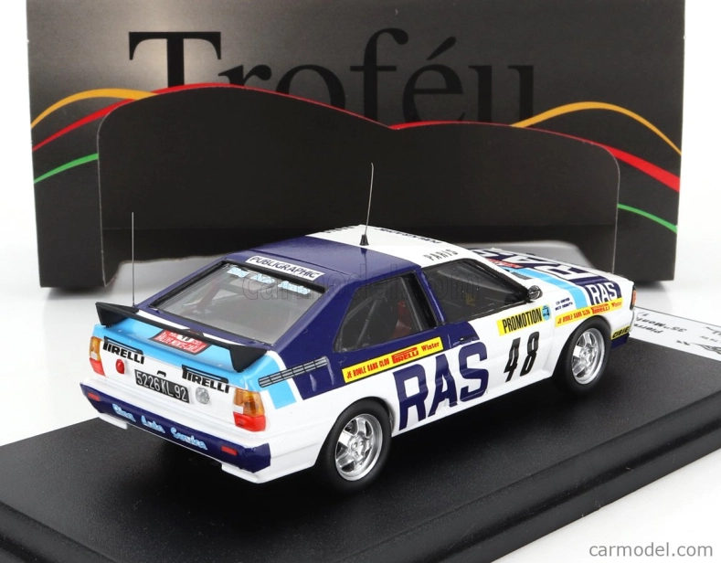 Trofeu Audi Quattro (night Version) N 48 Rally Montecarlo 1983 Pierre Bos - Nico Demuth 1:43 Bílá 2 Tóny Modrá