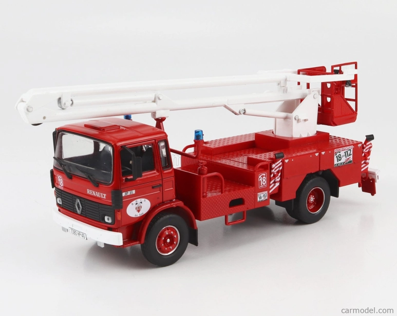 Edicola Renault Jp11 Truck Scala Crane Elevator Cestello Sapeurs Pompiers 1977 1:43 červená biela