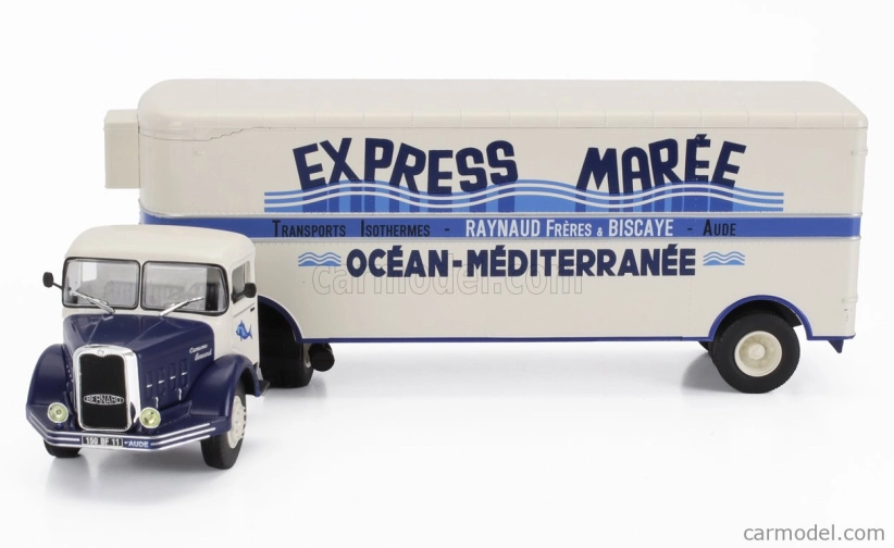 Edicola Bernard 150mb Nákladné auto Semi-frigo Express Maree Transports 1951 - bez kartónovej krabice 1:43 Cream Blue