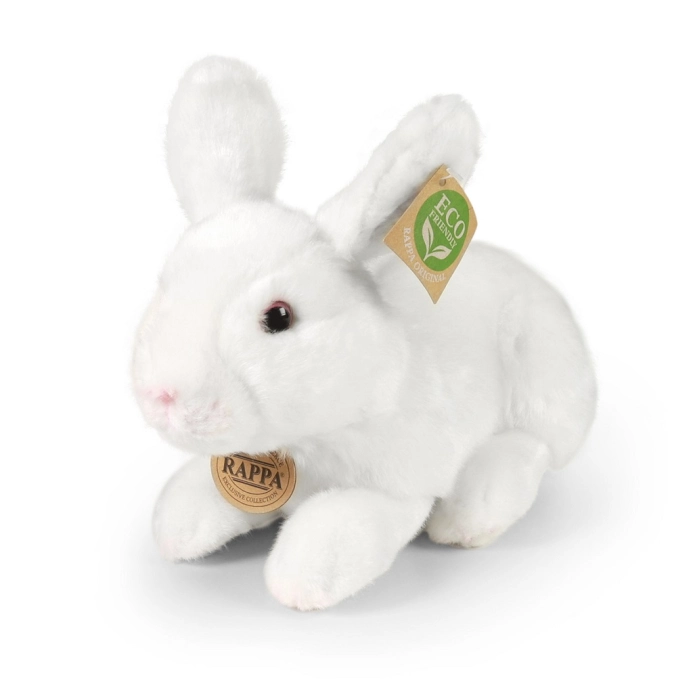 Biely plyšový králik ležiaci, 23 cm, ECO-FRIENDLY