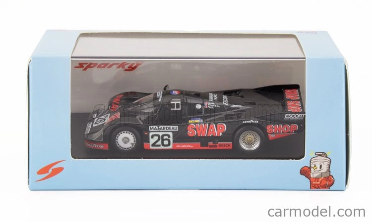 Spark-model Porsche 956 2.6l Twin Turbo Team Henn S T-bird Swap Shop N 26 2nd 24h Le Mans 1984 Jean Rondeau - John Paul Jr. 1:64 Black Red