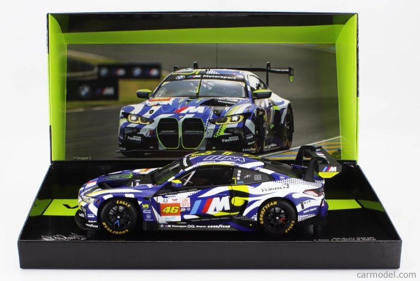 Minichamps BMW 4-series M4 Gt3 Team Wrt N 46 24h Le Mans 2024 Valentino Rossi - Maxime Martin - Ahmad Al Harthy 1:18 Modrá Bílá Černá