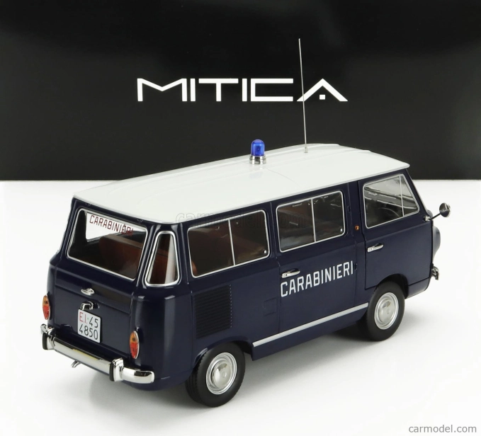Mitica-diecast Fiat Fiat 850 Familiare Carabinieri 1970 – Interno Brown 1:18 Modrá Bílá