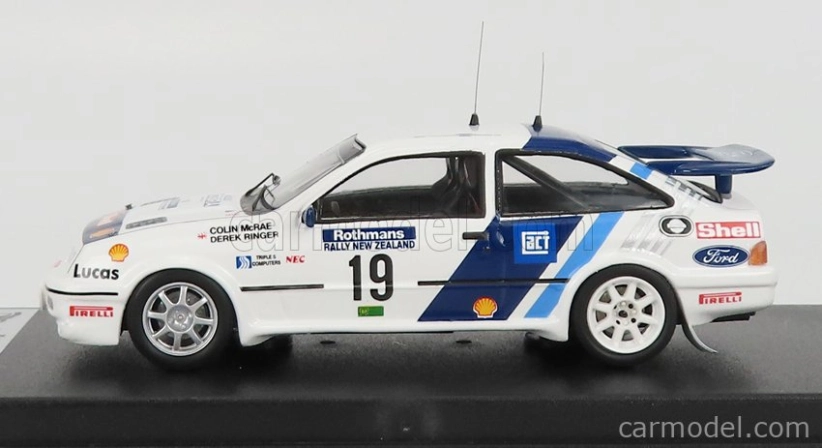 Trofeu Ford england Sierra Rs Cosworth N 19 Rally Nový Zéland 1989 C.mcrae - D.ringer 1:43 Biela Modrá