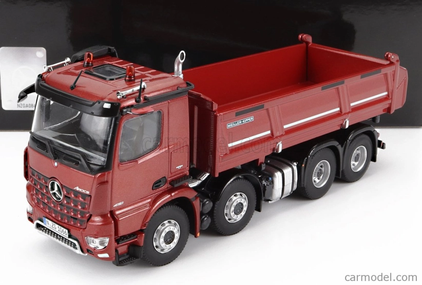 Nzg Mercedes benz Arocs 4151 8x4 Meiller Kipper Cassone Ribaltabile 4-assi 2019 1:50 Red Met
