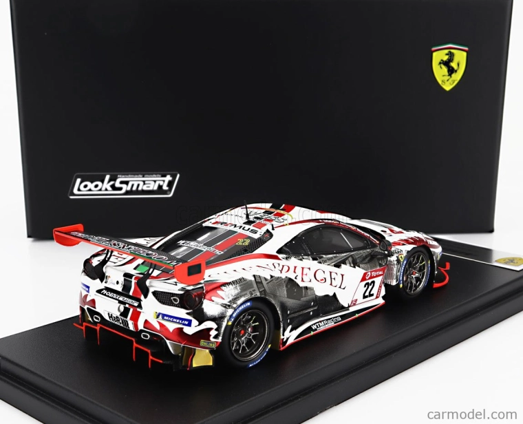 Looksmart Ferrari 488 Gt3 Evo 3.9l Turbo V8 Team Wtm Phoenix Racing N 22 24h Nurburgring 2021 Indy Dontje - Daniel Keilwitz - Jochen Krumbach - Georg Weiss 1:43 Biela červená čierna