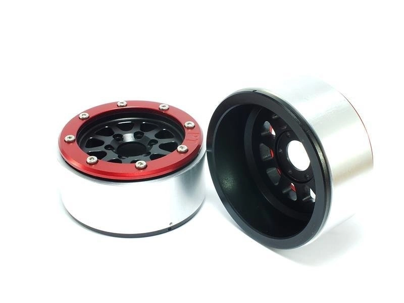 Kovové Beadlock CNC disky Absima Metsafil 1.9 Gear Black/Red, 2ks