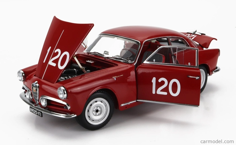 Kyosho Alfa romeo Giulietta Sv Sprint Veloce N 120 Mille Miglia 1956 G.becucci - P.cazzato 1:18 Red
