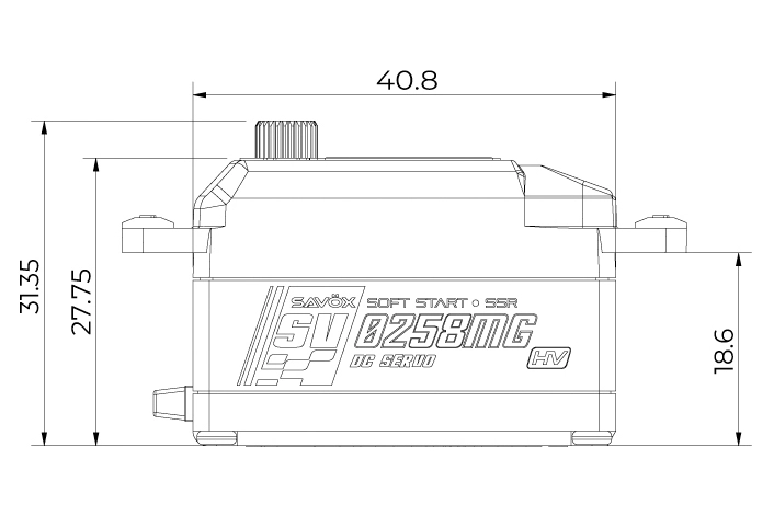SV-0258MG HiVolt Digitálne servo LOW PROFILE (8 kg-0,11s/60°)
