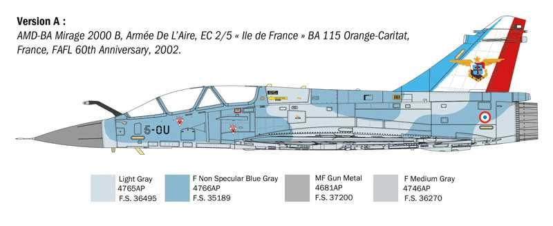 Italeri Dassault aviation Mirage 2000 B/d - French Armee De L'air - War Aircraft 1985 - Military Airplane 1:72 /