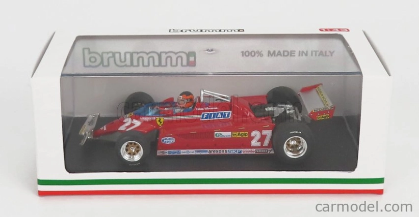 Brumm Ferrari F1 126ck Turbo N 27 Gp Kanada Montreal 1981 Alettone Danneggiato Dal Giro (kolo) 39 Al 54 Gilles Villeneuve - S figúrkou vodiča 1:43 Červená