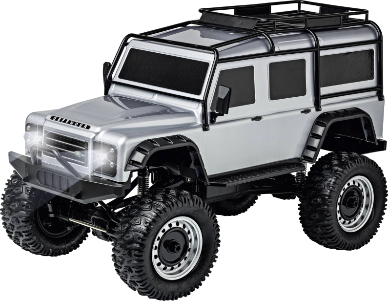 RC auto Land Rover Defender Rock Crawler, strieborná