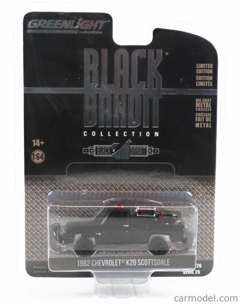 Greenlight Chevrolet K20 Pick-up Scottsdale 1982 - Black Bandit 1:64 čierna