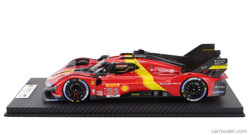 Bbr-models Ferrari 499p 3.0l Turbo V6 Team Ferrari Af Corse N 51 3rd Wec 6h Spa 2023 Alessandro Pier Guidi - James Calado - Antonio Giovinazzi 1:18 Červená Žltá Čierna