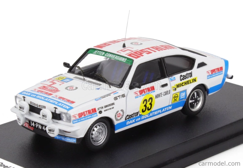 Trofeu Opel Kadett Gt/e (night Version) N 33 Rally Montecarlo 1978 Rob Slotemaker - Andre Jetten 1:43 Bílá Světle Modrá