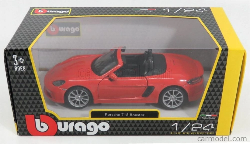 Bburago Porsche 718 Boxster 1:24 oranžová