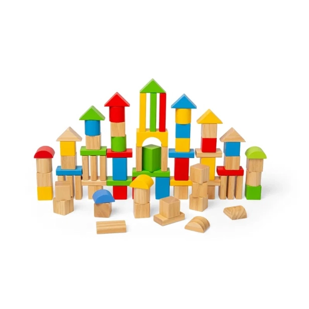 Bigjigs Toys Prvé drevené bloky a skladačka v bubne