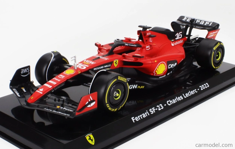 Edicola Ferrari F1 Sf-23 Team Scuderia Ferrari N 16 Sezóna 2023 Charles Leclerc - Con Vetrina - S vitrínou 1:24 Červená čierna žltá