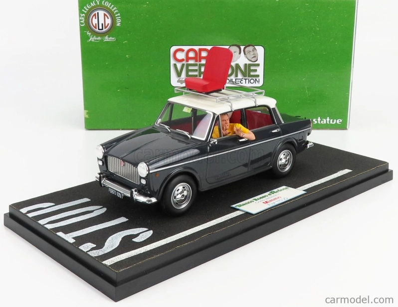 Clc-models Fiat 1100d s figúrkou Mimmo (carlo Verdone) 1981 Bianco Rosso E Verdone Movie 1:18 Grey
