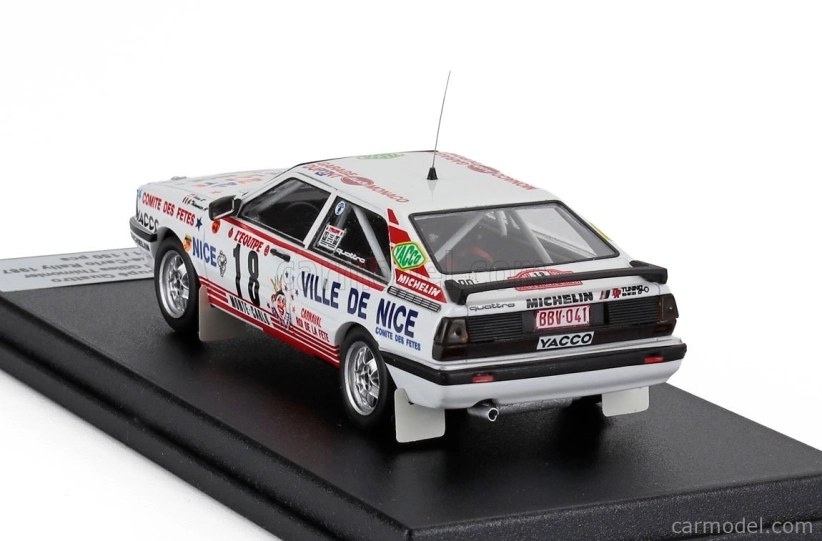 Trofeu Audi Quattro Coupe N 18 Rally Montecarlo 1987 Tchine - Gilles Thimonier 1:43 Bílá