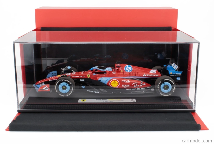 Bbr-models Ferrari F1 Sf-24 Team Scuderia Ferrari N 16 3rd Miami Gp 2024 Charles Leclerc - Con Vetrina - With Showcase 1:18 Červená Světle Modrá