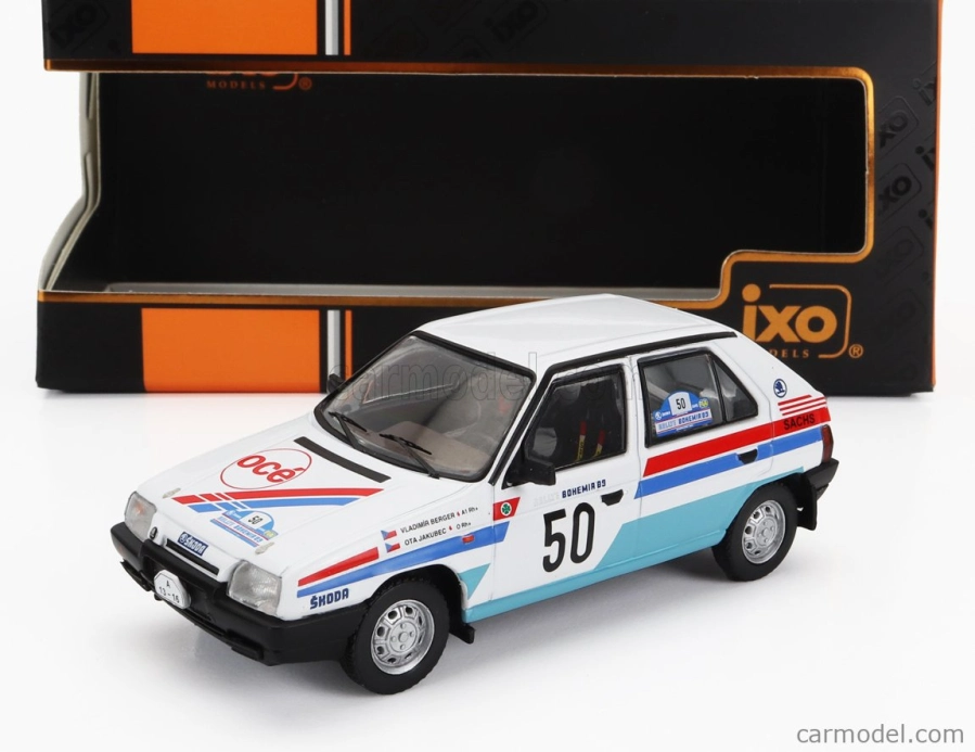 Ixo-models Škoda Favorit 136l N 50 Rally Bohemia 1983 Vladimír Berger - Otto Jakubec 1:43 Biela svetlomodrá
